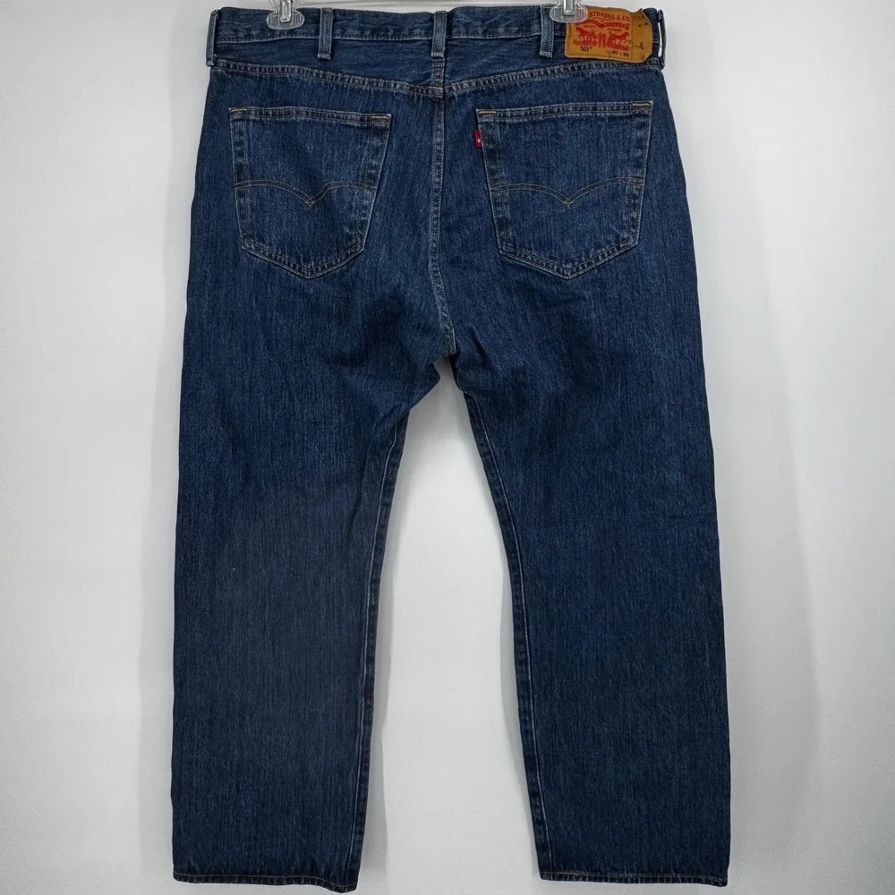 Levis 501 Original Fit Mens‎ Dark Wash Blue Button Fly Jean W40 L29 (W40 L28)